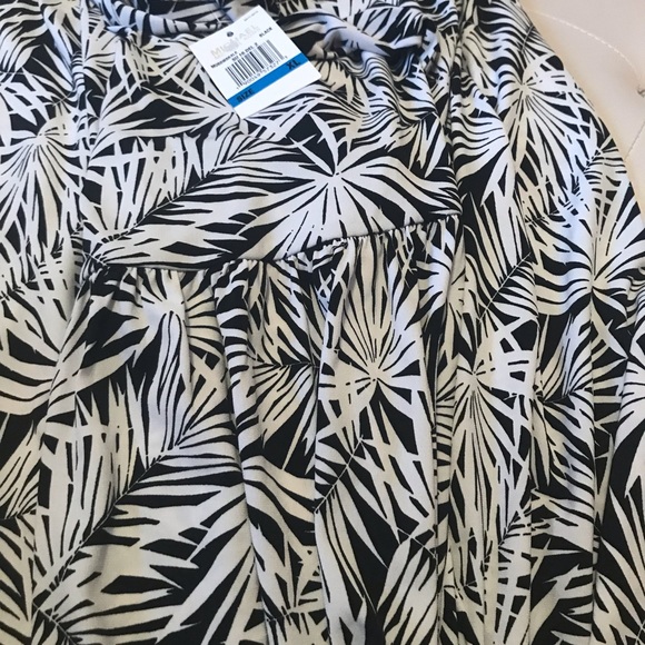 NEW Michael Kors Black/White Criss-Cross Back Long Maxi Dress Size XL - Picture 3 of 8